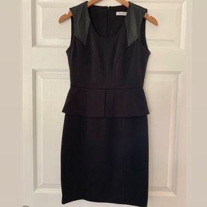 Calvin Klein leather shoulders peplum dress